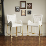 Velvet Fabric Counter Height Bar Stools (Set of 2)