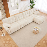 Elegant Sofa Set With Ottoman And Pillows, Textured Chenille, High Resilience Cushions