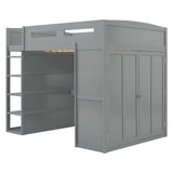 Loft Bed With Desk, Wardrobes, 4 Drawers And 4 Shelves