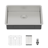 Ada-Compliant 23" Undermount Sink, Low Depth Single Bowl - Brushed Nickel