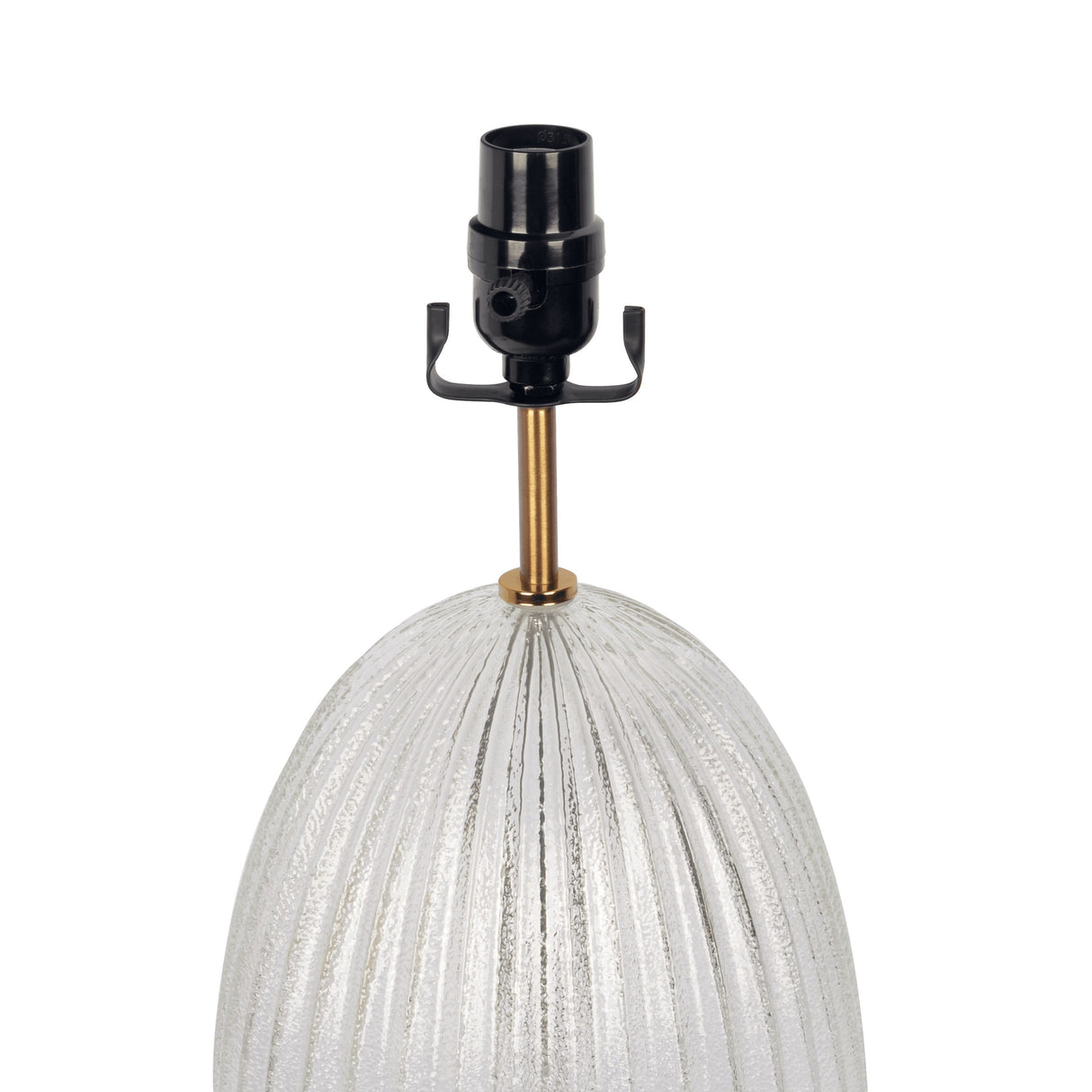 Aurora - Ribbed Lamp Base Clear Table Lamp Large Linen Shade - Beige / Clear / Gold