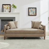 Upholstered Chaise Lounge Indoor With Nailheads, Sleeper Sofa Couch With 4 Throw Pillows & 2 Bolsters, Daybed With Rubberwood Legs