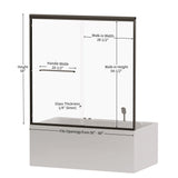 Double Sliding Bathtub Shower Door, Semi Frameless Bypass, 1 / 4" (6Mm) With Explosion - Proof Film, Adjustable Aluminum Alloy Frame