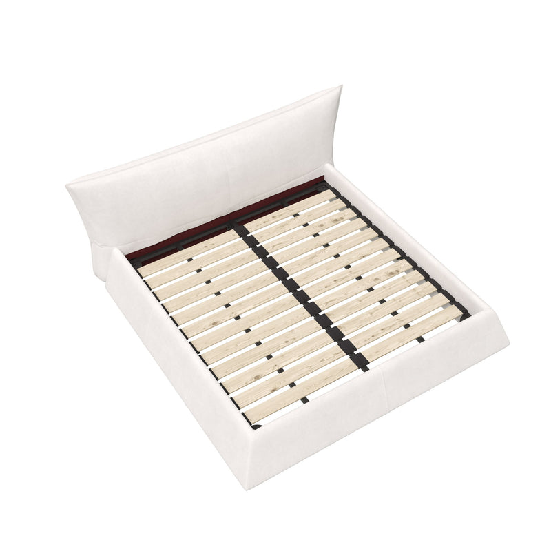 Upholstered Platform Bed With Special Shaped Headboard