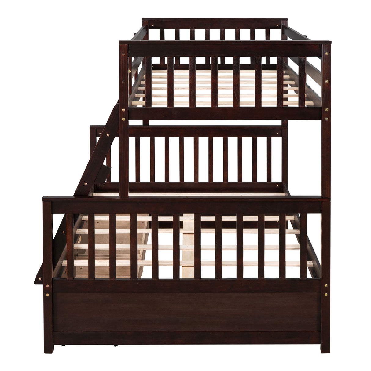Twin Over Full Bunk Bed With Ladders And Two Storage Drawers - Espresso