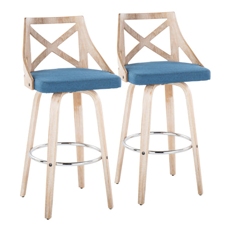Charlotte - Farmhouse Fixed Height Bar Stool With Swivel And Round Footrest (Set of 2)