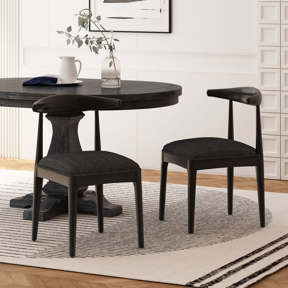 Mid Century Modern Dining Chair Set With Upholstered Seating