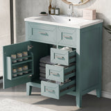 30" Bathroom Vanity With Sink Combo, Bathroom Cabinet With Drawers - Green