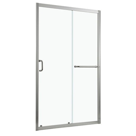 Single Sliding Bypass Shower Door, Tempered Glass Enclosure