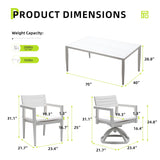 7 Piece Dining Set Modern Outdoor Patio Furniture, Including 4 Dining Chairs & 2 Swivel Rockers Sunbrella Fabric Cushioned And Rectangle Dining Table With Umbrella Hole