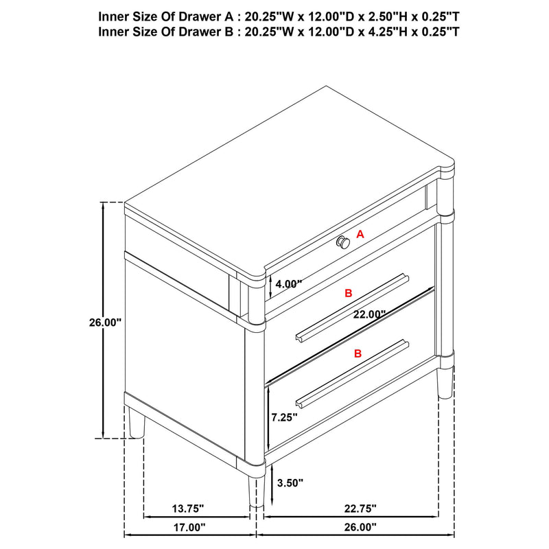 Robinson - 3 Drawer Nightstand - White