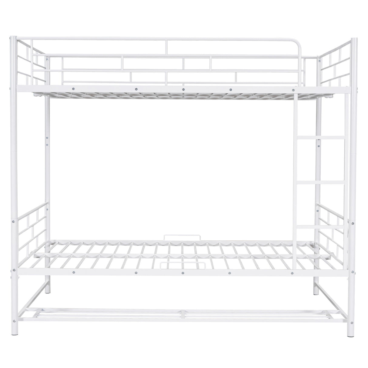 Metal Bunk Bed With Shelf And Guardrails