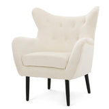 Style Velvet Arm Chair With Wingback And Flared Arms - Ivory