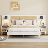 Bed Frame With 2 Nightstands Elegant Design With Lamps
