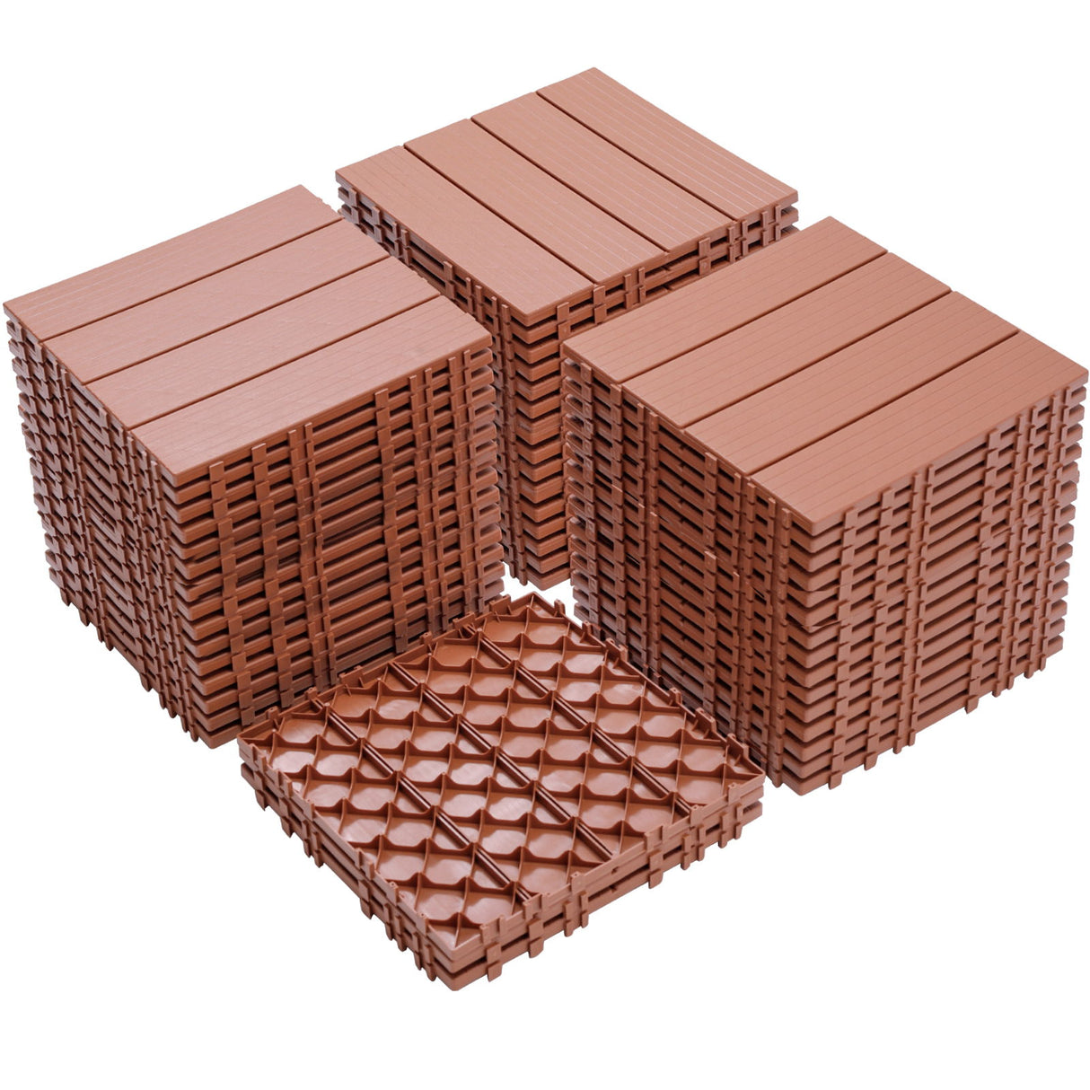 Plastic Interlocking Deck Tiles, Waterproof All Weather Use