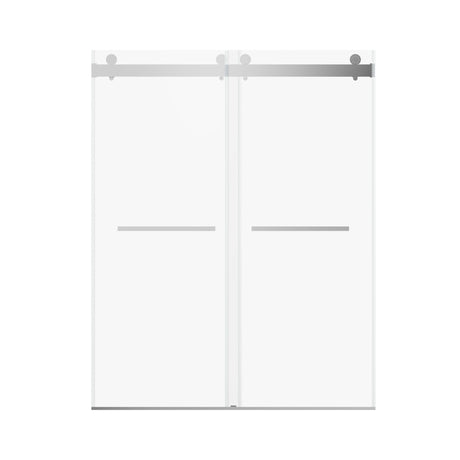 Frameless Double Sliding Soft Close Shower Door, Tempered Glass