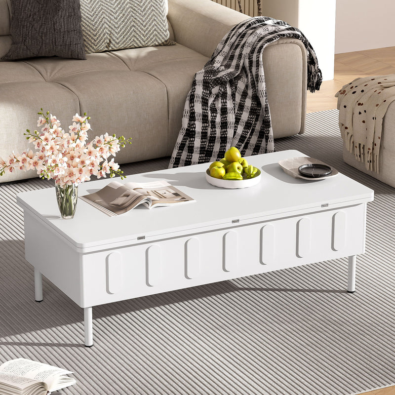 Lift Top Coffee Table With 2 Drawers With Hidden Storage Compartment For Living Room