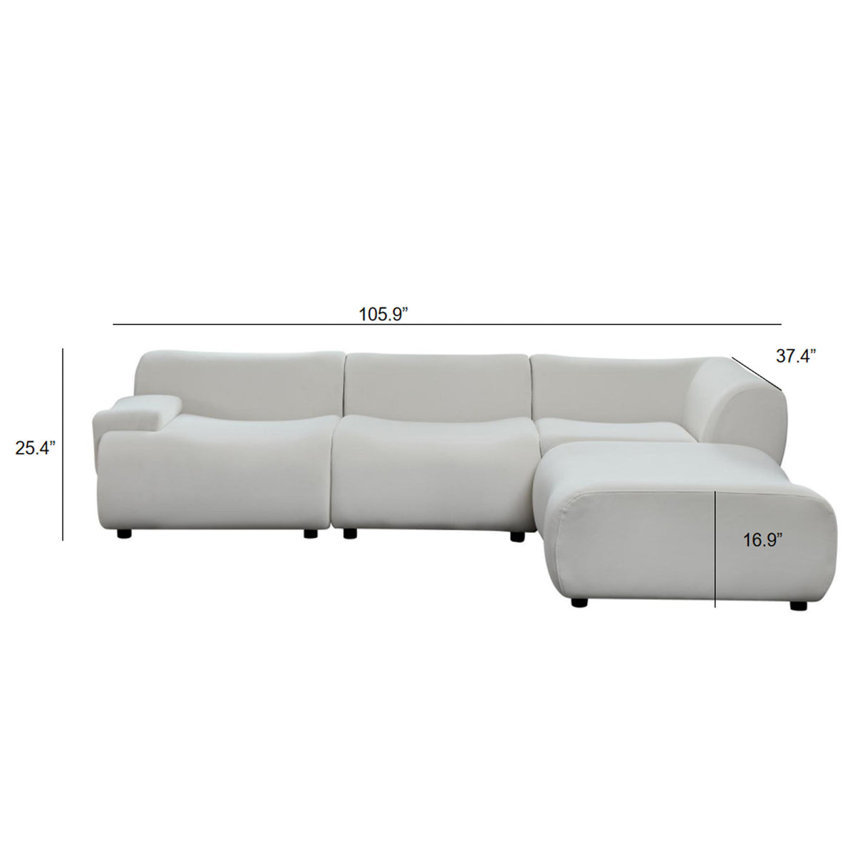 Strong Durable Fabric 4 Seat Sectional Sofa With High Density Sponge