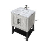 Modern Freestanding Bathroom Vanity With Ceramic Sink, Hot And Cold Faucet, Storage Cabinet & Open Shelf