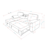 Rebecca - Sofa With Pull Out Bed, Storage Chaise, USB And Cup Holders - Dark Gray