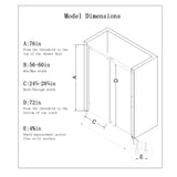 Frameless Single Sliding Soft Close Shower Door, 5 / 16" Clear Nano Coated Tempered Glass And 304 Stainless Steel Handle - Matte Black
