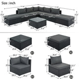 8 Pieces Outdoor Patio Furniture Conversation Wicker Sofa Set