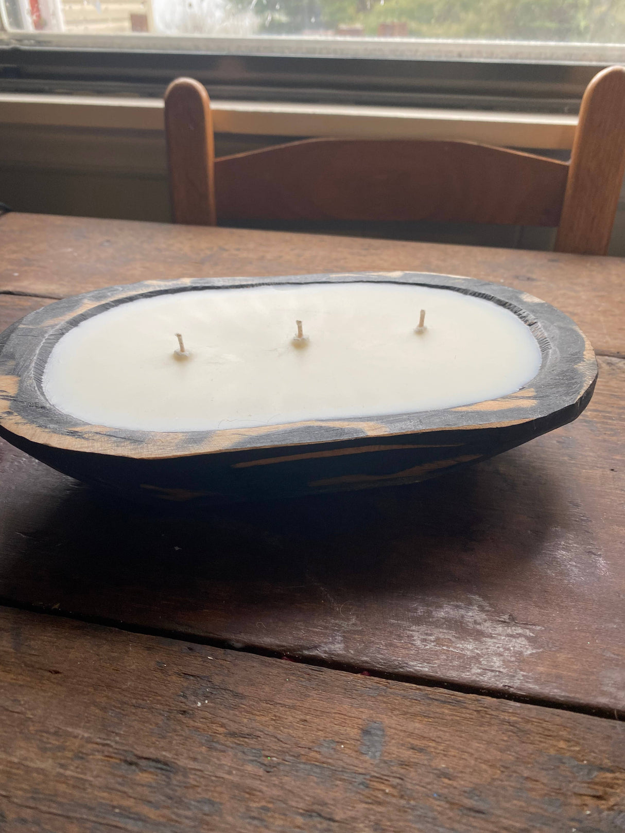 Rustic Black Dough Bowl Candle