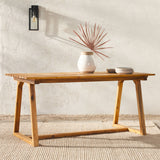 Contemporary Solid Wood Slat Top Patio Dining Table