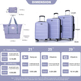 Luggage Set Of 5 Pieces, Expandable Hard Pc Luggage Set With Tsa Lock For Rotating Wheels