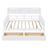 Daybed, Wood Slat Support, With Bedside Shelves And Two Drawers