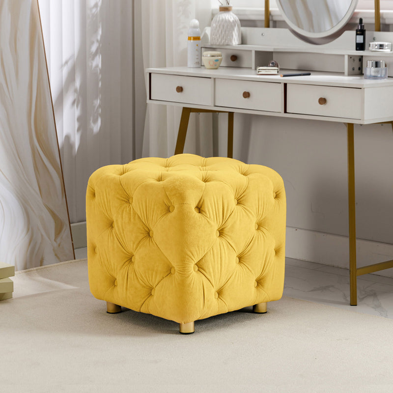 Modern Upholstered Ottoman, Exquisite Small End Table, Soft Foot Stool, Dressing Makeup Chair, Comfortable Seat For Living Room, Bedroom, Entrance