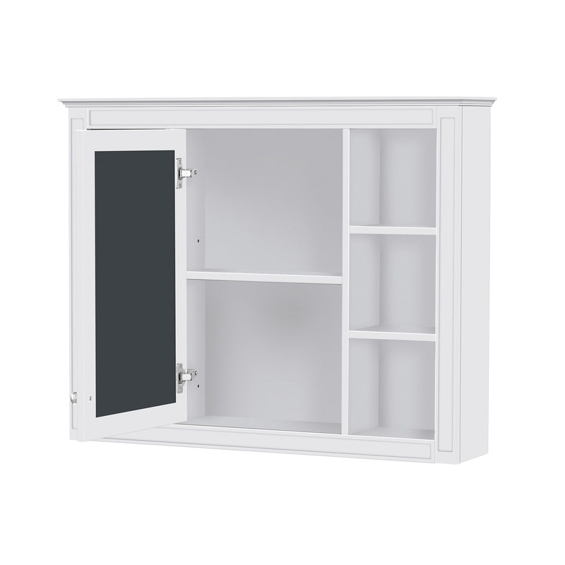 Wall Mounted Medicine Cabinet With Mirror, Storage Cabinet Featuring 6 Open Shelves And Adjustable Interior