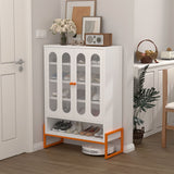 Modern Metal Shoe Cabinet With DoublebSided Mesh Doors And Adjustable Partitions