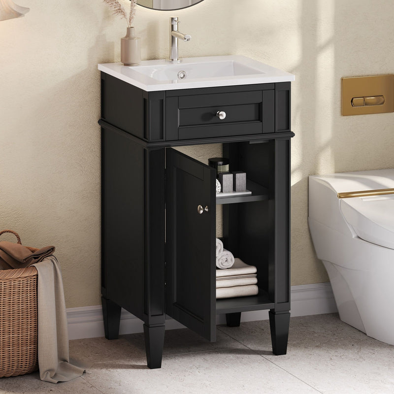 French Style Bathroom Vanity With Sink, Soft-Closing Door, Adjustable Shelf, Rectangular Design