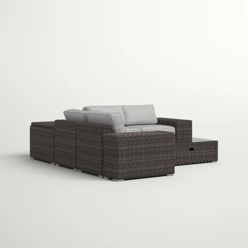Modern Patio Rattan Sectional Set With Cushions