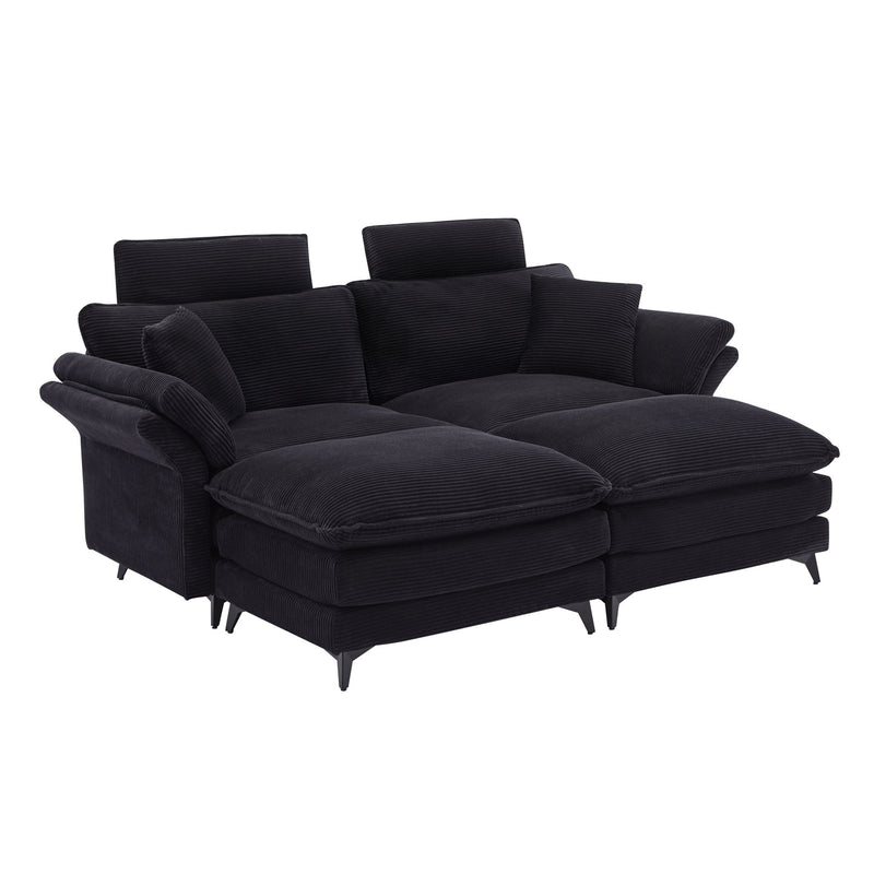 Modern Deep Seat Sectional Sofa With Ottoman