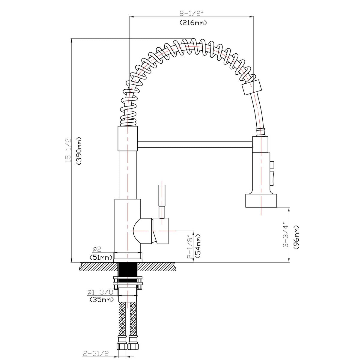 Kitchen Faucet With Pull Down Spray Head - Brushed Nickel