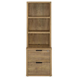 Multifunctional Bookcase With Three Open Shelves, 2 Drawers, Dual USB Charging Outlet
