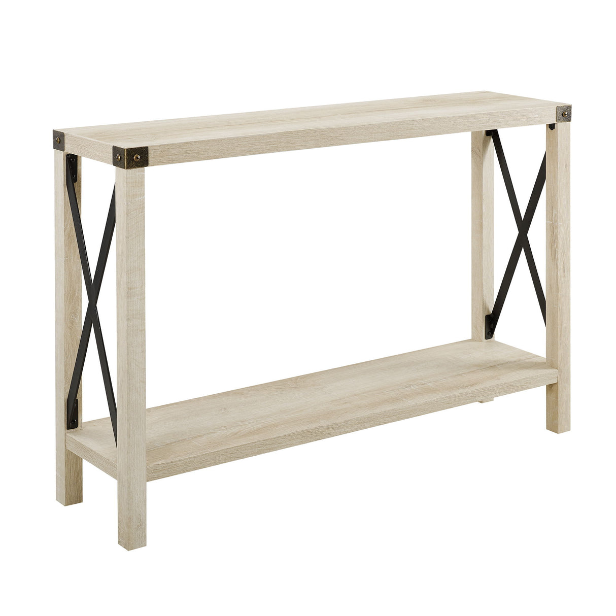 Farmhouse Metal X Table With Lower Shelf