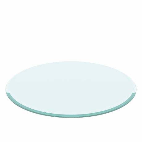 36" Round Tempered Glass Table Top Black Glass Thick Beveled Polished Edge