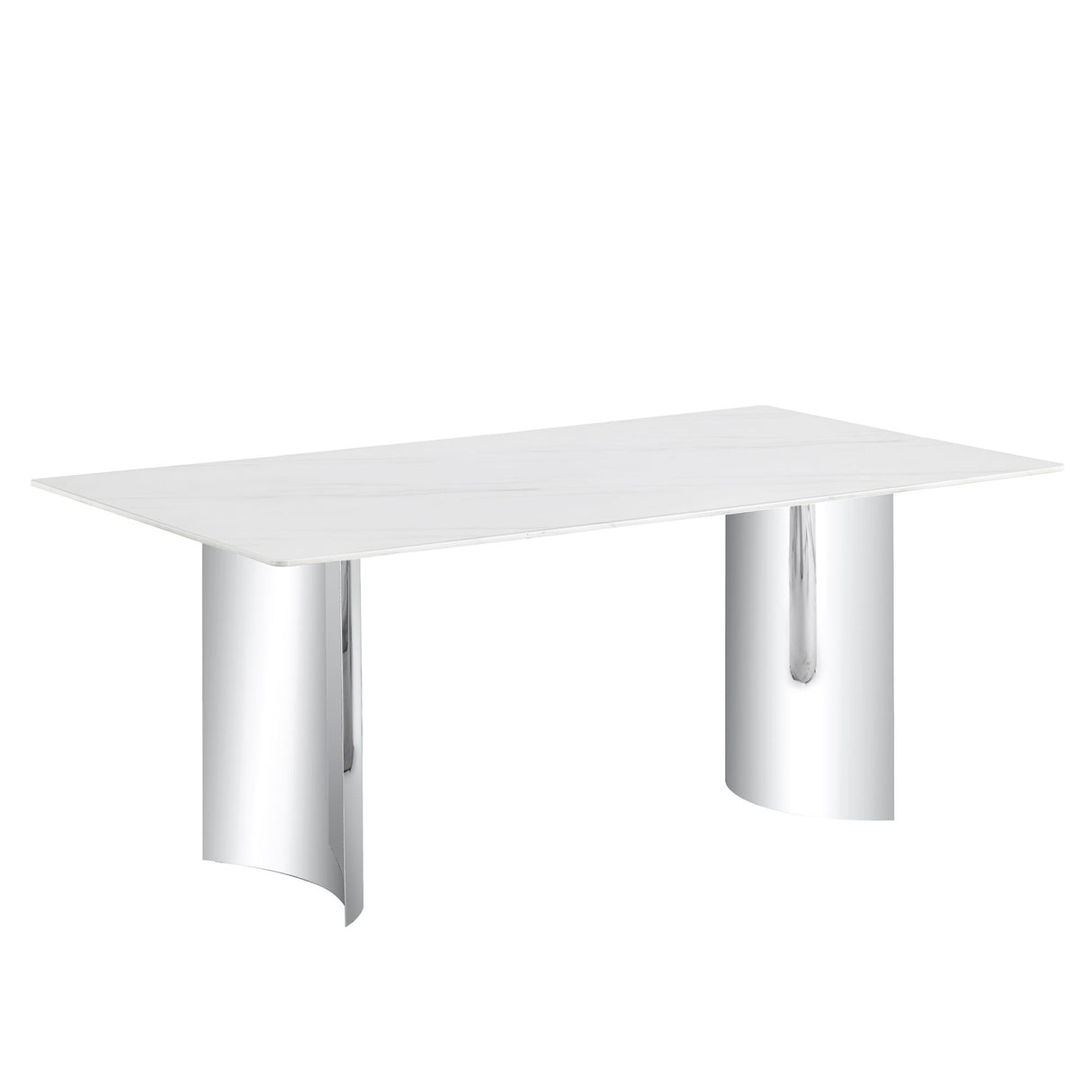 Modern Minimalist Dining Table With Marble Glass Top