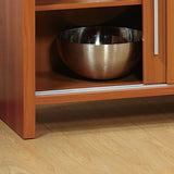 Sideboard Buffet Entry Cabinet Sliding Doors Metal Bar Handles Four Shelves