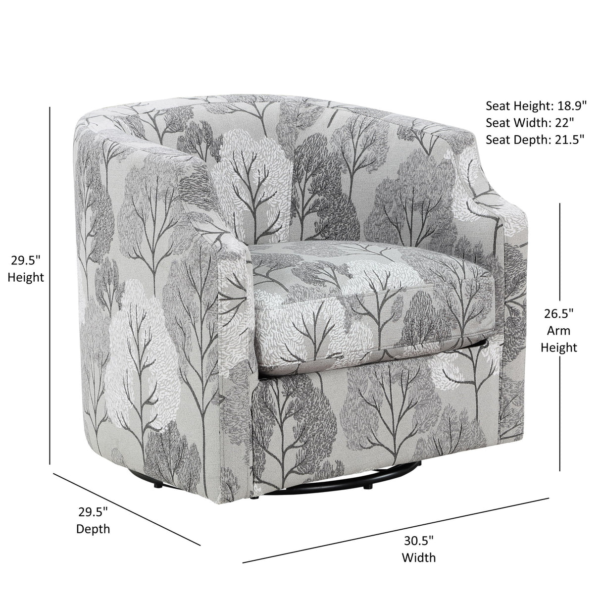 Emmett - Swivel Glider Barrel Chair With Clip Arm Design