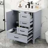 30" Bathroom Vanity With Sink, 3 Drawers, Adjustable Feet