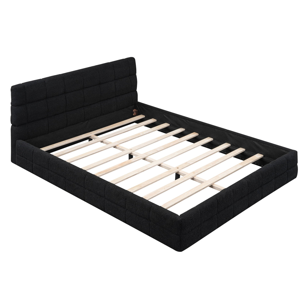 Queen Size Upholstered Platform Bed - Black
