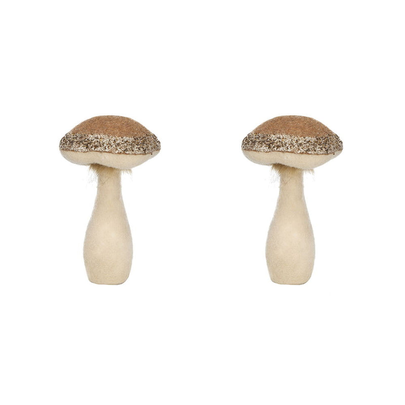 Mushroom Holiday Ornament, For Harvest Festival Fall Festival & Thanksgiving Table Decorations (Set of 2) - Beige / Light Brown