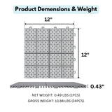 Interlocking Deck Tiles Plastic Waterproof Outdoor All Weather Anti-Slip Bathroom Shower Balcony Porch Strong Weight Capacity Upto 6613 Lbs, Rosette Pattern