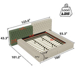 Modern Upholstered Platform Bed With Storage Space, Sturdy And Stable Solid Wood Frame