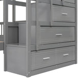 Multifunctional Triple Bunk Bed With Drawers And Guardrails