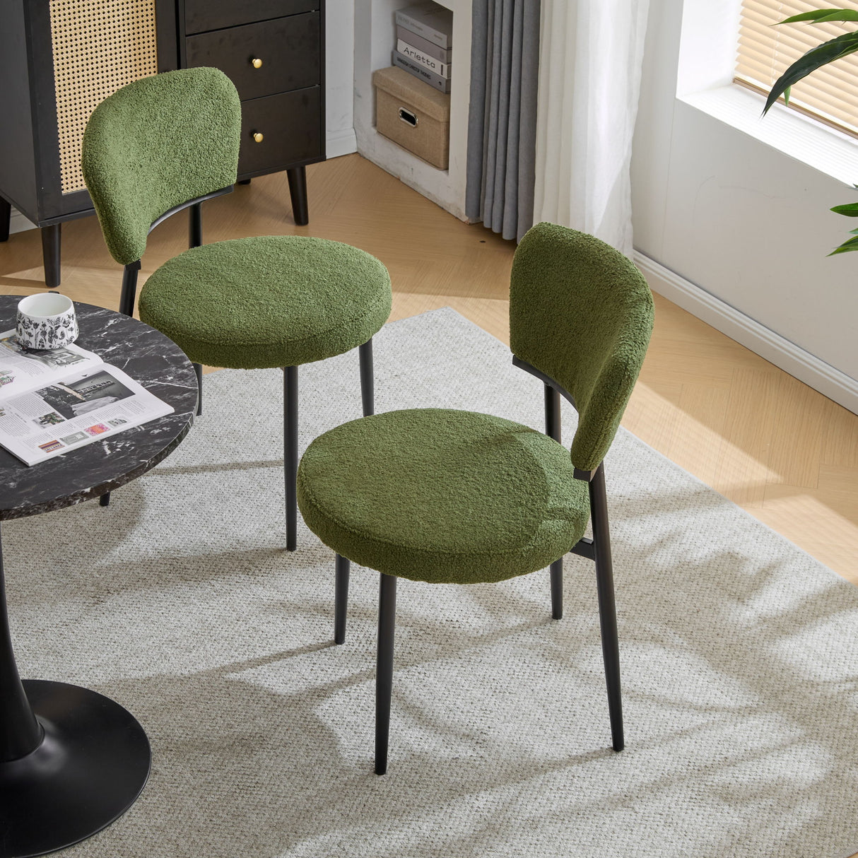 Upholstered Dining Chair (Set of 2) - Green Fabric